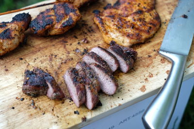 Steaks on wood