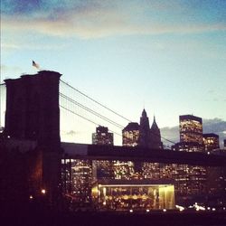 City skyline at dusk