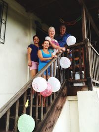 Low angle view of people at home