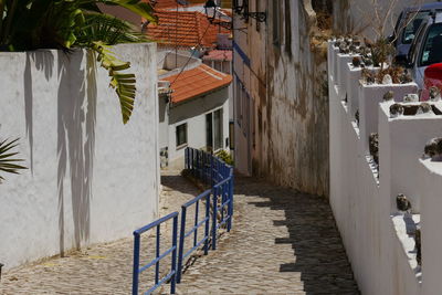 Empty alley amidst buildings in city