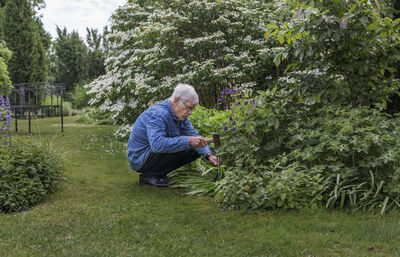 Man working in garden