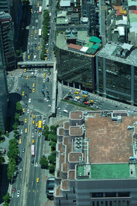 High angle view of buildings in city