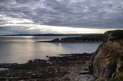 Scenic view of sea against cloudy sky