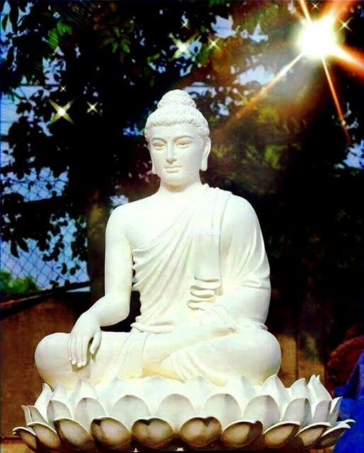 LOW ANGLE VIEW OF BUDDHA STATUE AGAINST BLURRED BACKGROUND