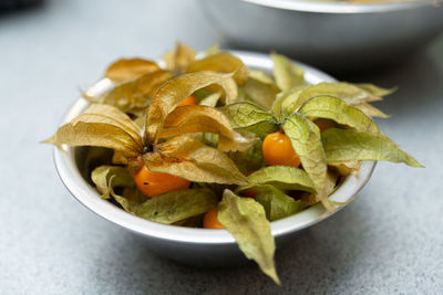 Close-up of food in bowl on table