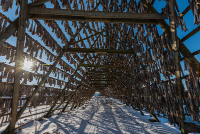 Bridge over snow covered land