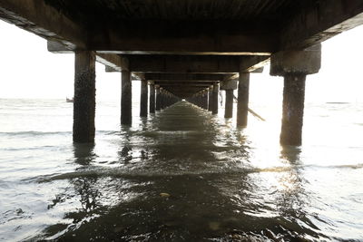 Interior of pier over sea