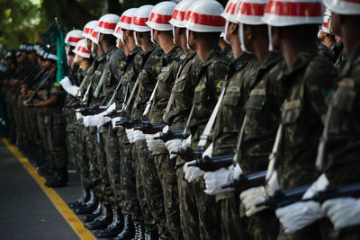 Brazilian army soldiers during military parade in celebration of brazil independence 