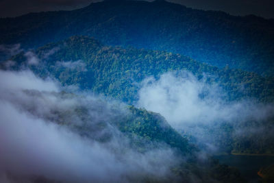 High angle view of mountain range against sky