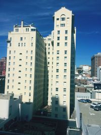 High angle view of buildings against sky