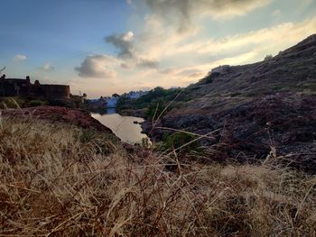 Scenic view of land against sky