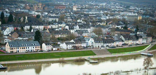 Ancient roman city of trier, moselle valley in germany, view over the mosel river, zurlauben