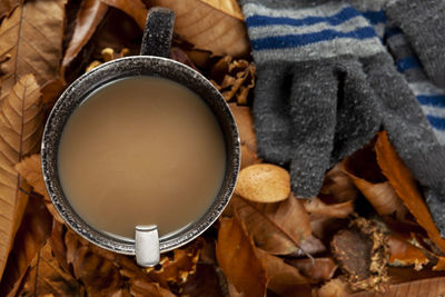 High angle view of coffee cup