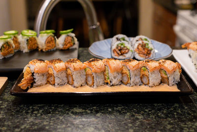 Close-up of food on table