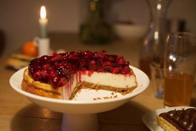 Close-up of cake on table