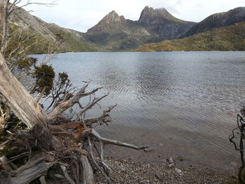 Scenic view of lake against sky