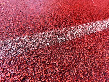 High angle view of paint on running track