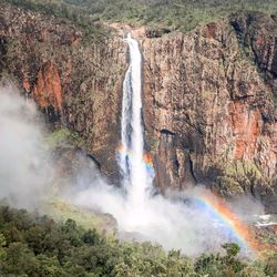 View of waterfall in forest