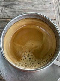 High angle view of coffee on table