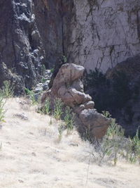 Rock formations in sunlight