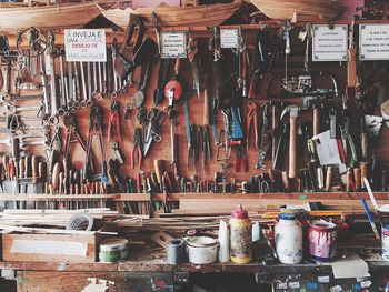 Tools on shelf