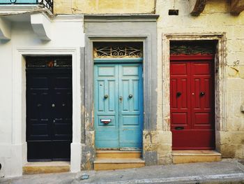 Closed door of building