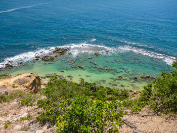 High angle view of sea against sky