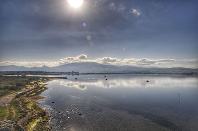 Scenic view of lake against sky