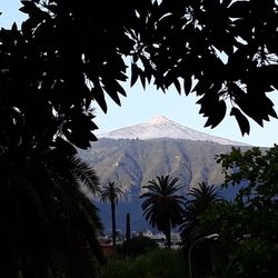 Scenic view of snowcapped mountains against sky during winter