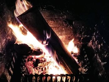 Close-up of bonfire at night