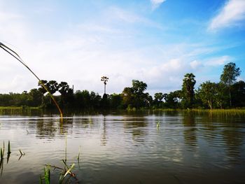 Scenic view of lake against sky