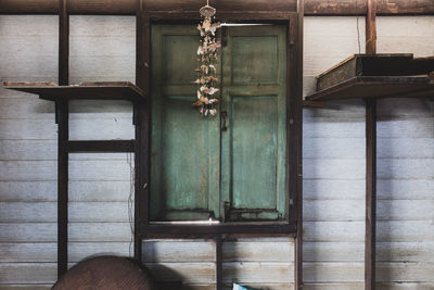 Closed door of old building