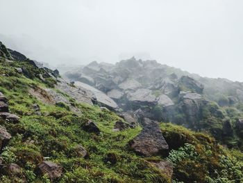 Scenic view of mountains against clear sky