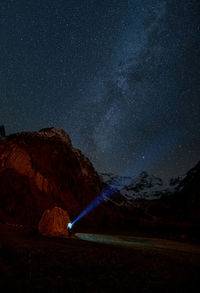 Milky way inla fouly switzerland with a flashlight halo