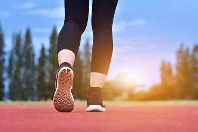 Women running on evening sport girl