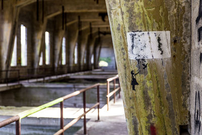 Close-up of text on wood