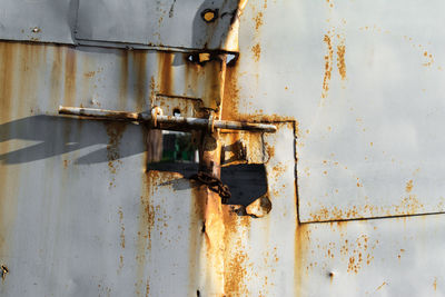 Close-up of rusty metal door