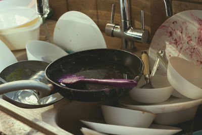 Close-up of breakfast on table