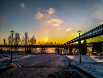 Bridge against sky during winter