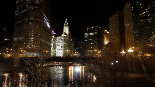 Illuminated city at night