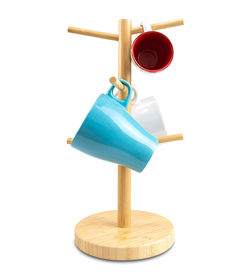 High angle view of stuffed toy against white background