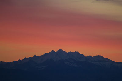 Scenic view of mountains at sunset