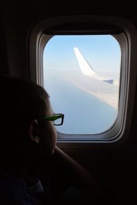 Close-up of airplane window