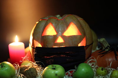 Close-up of lit candles