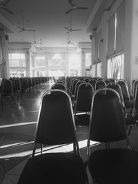 Empty chairs in auditorium