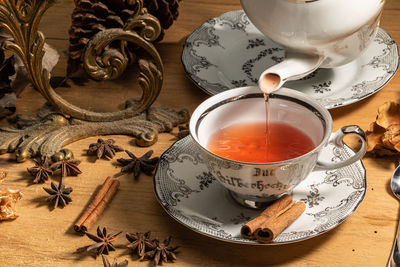 Close-up of coffee on table