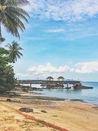 Scenic view of beach against sky