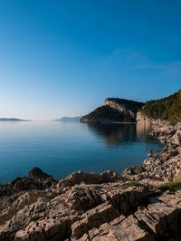 Scenic view of sea against clear sky