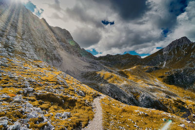 Scenic view of mountains against sky