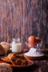 Close-up of breakfast on table